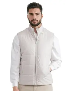 RARE RABBIT Men Mock Collar Geometric Printed Casual Gilet Jacket