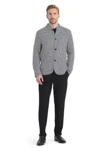 RARE RABBIT Men Mandarin Collar Checked Casual Tailored Jacket