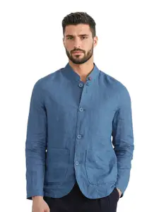 RARE RABBIT Men Mandarin Collar Solid Cotton Casual Tailored Jacket