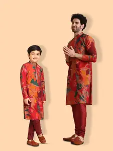 KISAH Floral Printed Straight Kurta With Churidar