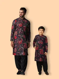 KISAH Men Floral Printed Regular Kurta with Patiala