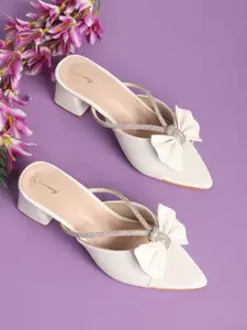 CHINRAAG Women Textured Block Sandals with Bows