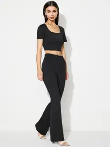 Kotty Black Square Neck Top With Trousers