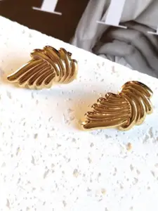 SUBHAGALANKAR Gold-Plated Stainless Steel Double Wing Shaped Studs