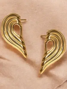 SUBHAGALANKAR Gold-Plated Stainless Steel Broken Heart Shaped Drop Earrings