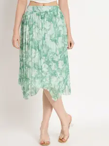 NUEVOSDAMAS Women Abstract Printed Flared Pleated Maxi Skirt