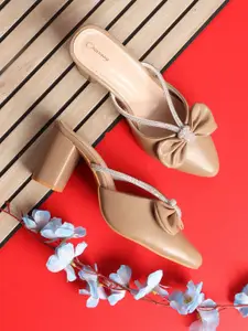 CHINRAAG Women Striped Block Sandals with Bows