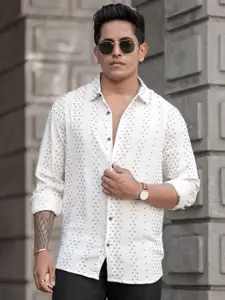 Powerlook Men Spread Collar Abstract Printed Casual Shirt