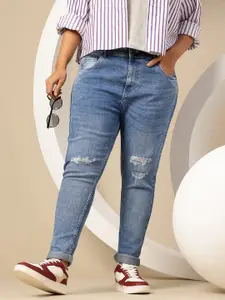 Sztori Plus Size Women Mid-Rise Light Fade Low Distress Stretchable Skinny Fit Jeans