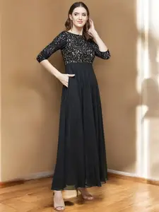 DressBerry Honest Echo Lace Overlaid Women Fit and Flare Maxi Dress