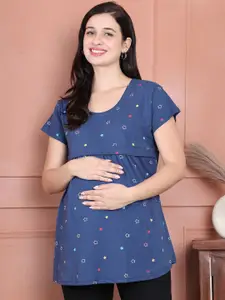 Secret Wish Women Printed Cotton Maternity Nursing Top