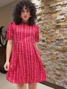 Deewa Floral Printed Fit & Flare Mini Dress