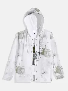 CAVIO Boys Abstract Printed Lightweight Jacket with Tshirt
