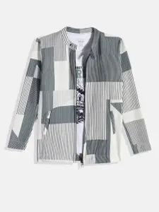 CAVIO Boys Striped Lightweight Jacket with Tshirt