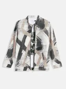 CAVIO Boys Abstract Printed Lightweight Jacket with Tshirt