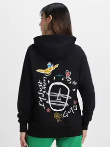 JUNEBERRY Women Printed Hooded Sweatshirt