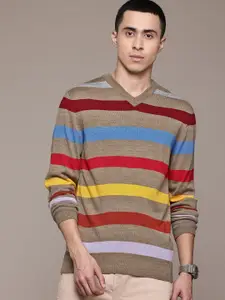 The Roadster Lifestyle Co. Striped V Neck Pullover
