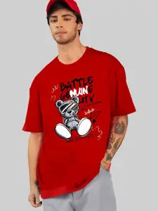 Leotude Men Graphic Printed Round Neck Cotton Relaxed Fit T-shirt