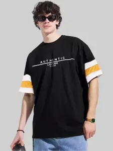 Leotude Men Typography Printed Round Neck Cotton Relaxed Fit T-shirt