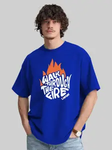 Leotude Men Typography Printed Round Neck Cotton Relaxed Fit T-shirt