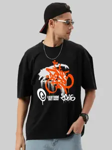 Leotude Men Graphic Printed Round Neck Cotton Relaxed Fit T-shirt