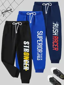 KUCHIPOO Boys Pack Of 3 Printed Mid Rise Joggers