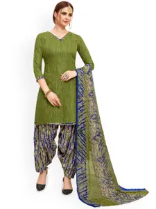 Maroosh Striped Printed Unstitched Dress Material