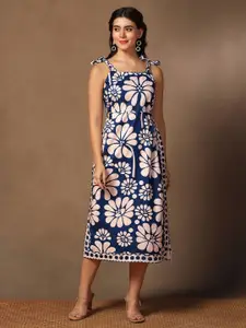 FASHION DREAM Floral Print A-Line Midi Dress