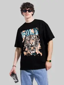 Leotude Men Graphic Printed Round Neck Cotton Relaxed Fit T-shirt