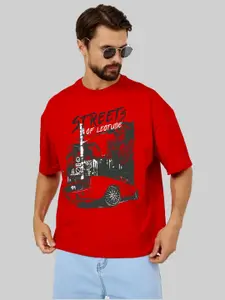 Leotude Men Graphic Printed Round Neck Cotton Relaxed Fit T-shirt