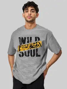 Leotude Men Typography Printed Round Neck Cotton Relaxed Fit T-shirt