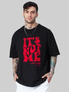 Leotude Men Typography Printed Round Neck Cotton Relaxed Fit T-shirt