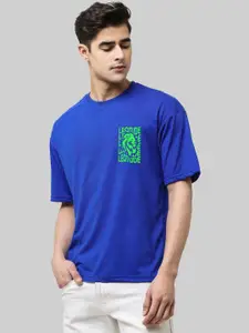 Leotude Men Typography Printed Round Neck Cotton Relaxed Fit T-shirt