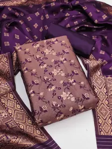 Maroosh Floral Printed Jacquard Silk Unstitched Dress Material