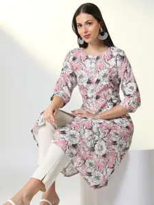 SHOWOFF Floral Printed Cotton A Line Kurta