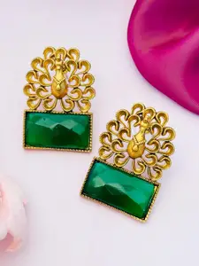 Sangria Gold-Plated Stones Studded Studs Earrings