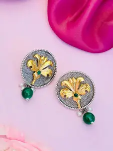 Sangria German Silver-Plated Stones Studded Classic Drop Earrings