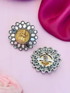 Sangria Silver-Plated Oxidised Artificial Stones Studs