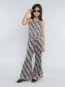 taffykids Girls Embellished Shoulder Straps Sleeveless Top With Palazzo