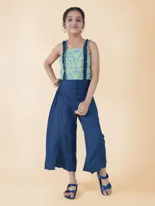 FASHION DREAM Girls Square Neck Printed Top With Palazzos