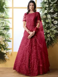 JULEE Embroidered Net Fit & Flare Maxi Dress