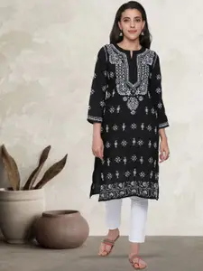 PARAMOUNT CHIKAN Ethnic Motifs Embroidered Lucknowi Chikankari Georgette Kurta