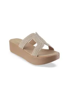 Mochi Women Embellished Open Toe Flatform Sandals
