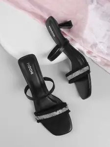 Mochi Women Embellished Kitten Heel Sandals
