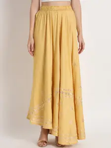 Moda Rapido Women Embroidered Flared Maxi Skirt