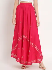 Moda Rapido Women Embroidered Flared Maxi Skirt