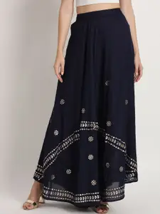 Moda Rapido Women Embroidered Flared Maxi Skirt