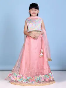 BAESD Girls Printed Ready to Wear Lehenga & Blouse With Dupatta