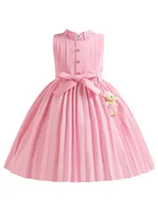 StyleCast x Revolte Girls Mandarin Collar Sleeveless Fit and Flare Midi Dress