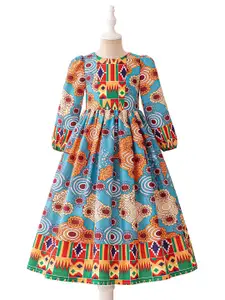 StyleCast x Revolte Girls Ethnic Motifs Printed Fit - Flare Dress